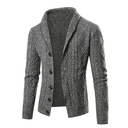 Herren Strickjacke Klassisch mit Knöpfen und Kabelmuster