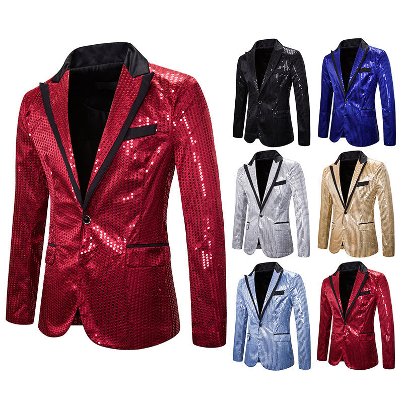 Herren Blazer Elegant Pailletten Modern Schnitt