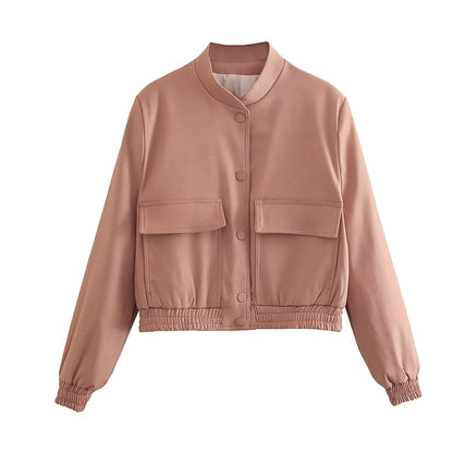 Damen Kurzjacke Modern mit Taschen und Cropped Schnitt