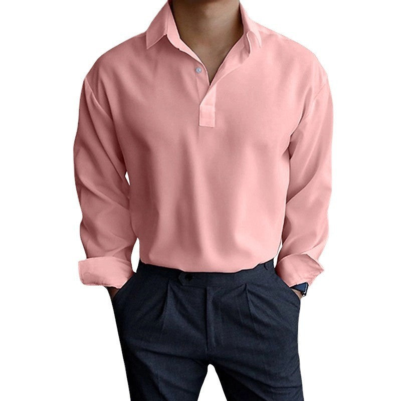 Herren Langarmshirt Modern Polokragen Slim Fit Elegant