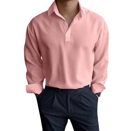 Herren Langarmshirt Modern Polokragen Slim Fit Elegant