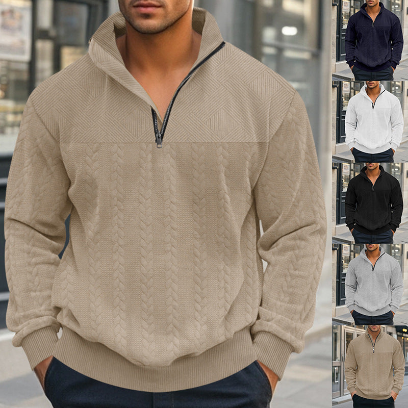 Herren Strickpullover Modern mit Reißverschluss Grau - BerlinGlamour