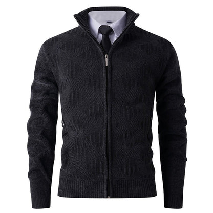 Herren Strickjacke Modern Reißverschluss Strukturiert