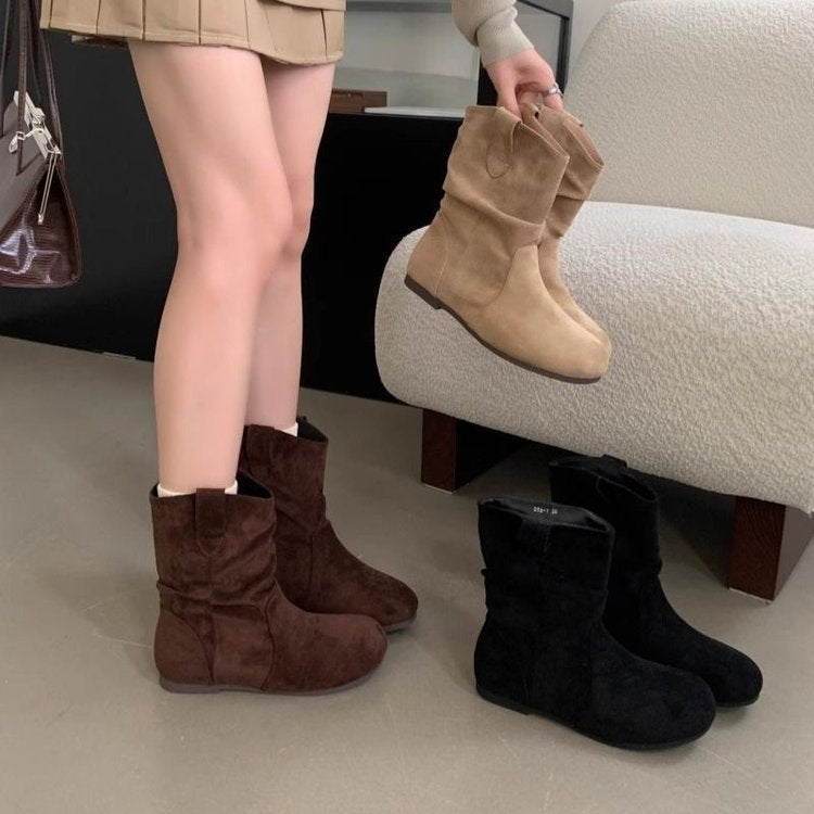 Damenstiefel Elegante Veloursleder Rutschfest Schuhe