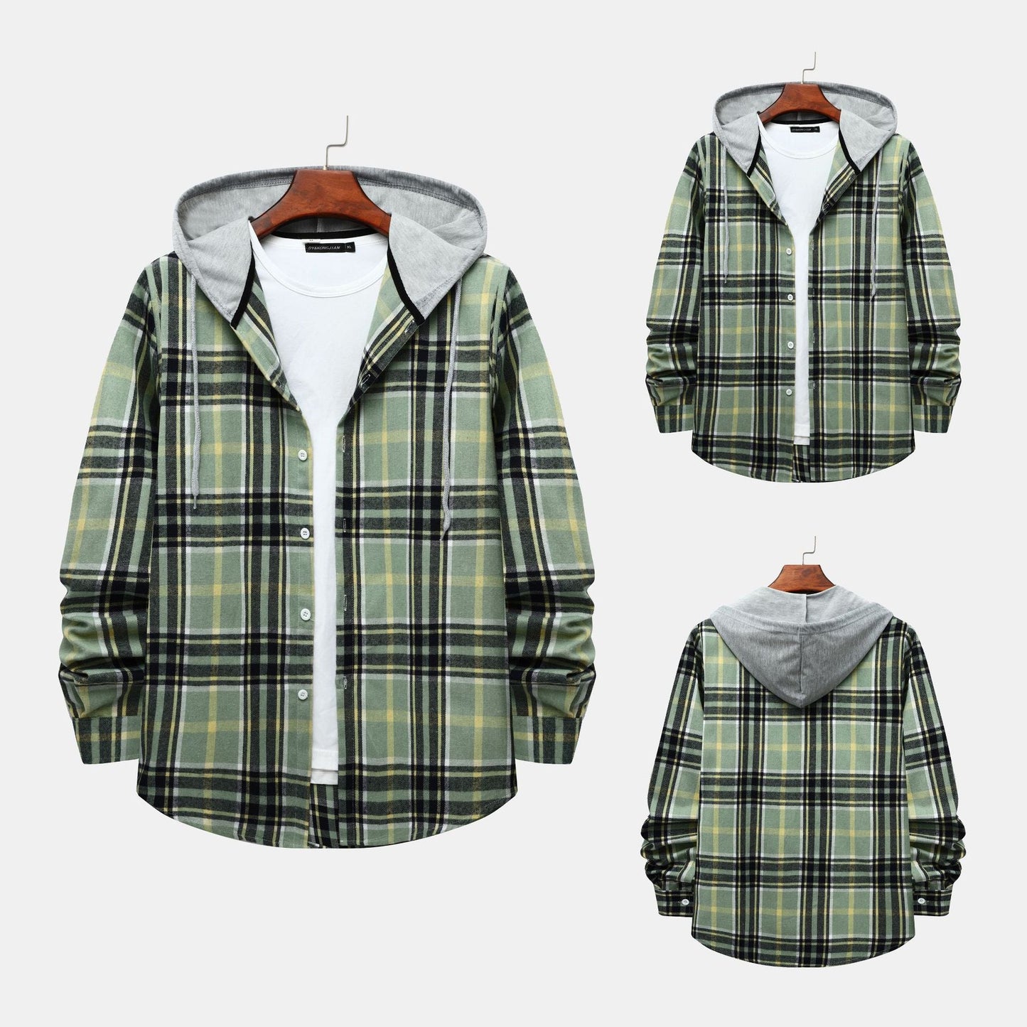 Herren Flanellhemd Kapuze Karomuster Modern Warm - BerlinGlamour