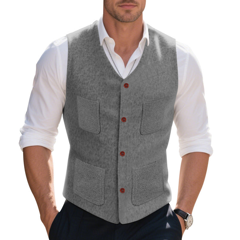 Herren Weste Elegant Mit Taschen Modische Knöpfe - BerlinGlamour
