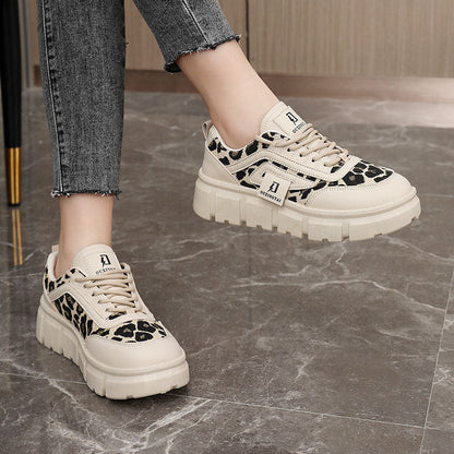 Damen Sneaker Sportlich Leopardenmuster Chunky Sohle