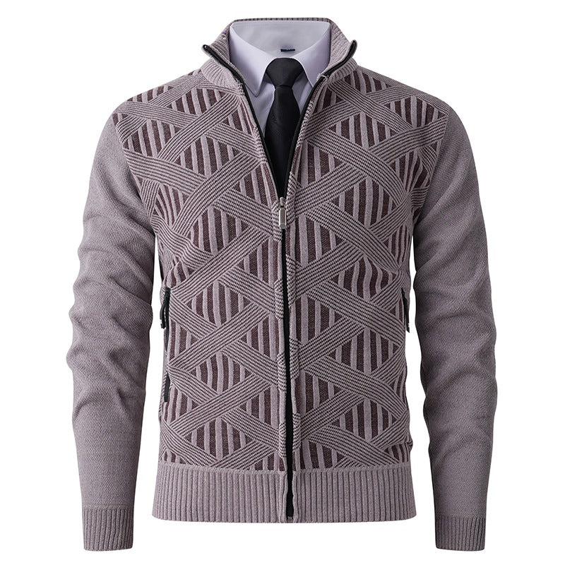 Herren Strickjacke Modern Reißverschluss Strukturiert