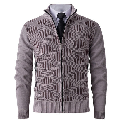 Herren Strickjacke Modern Reißverschluss Strukturiert