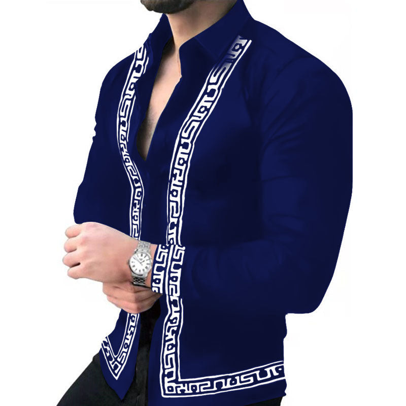 Herren Langarmhemd Modern mit Dekor und Akzenten Berlin Style
