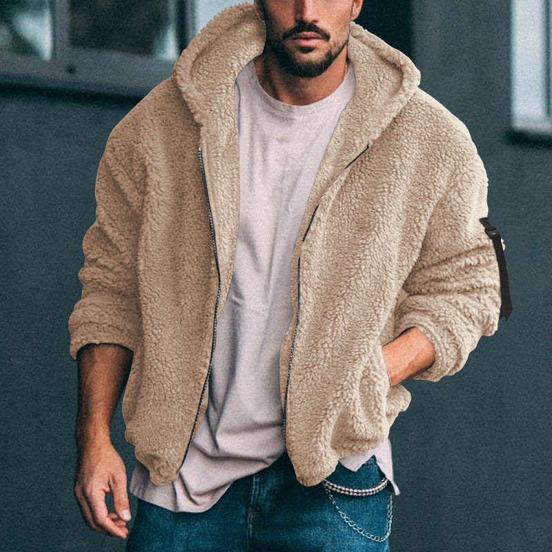 Herren Fleecejacke Weich Kapuze Warm