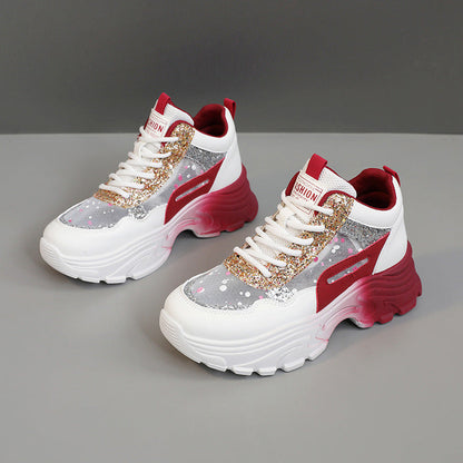 Damen Sneaker Sportlich Bequem Schimmernde Akzente