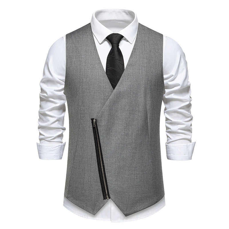 Herren Anzugweste Modern Slim Fit Asymmetrisch