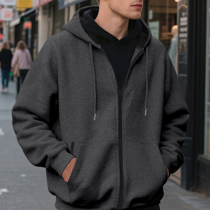 Herren Zip-Hoodie, atmungsaktiver Fleece-Innenausstattung BerlinGlamour, praktische Taschen für den modernen Stadtbummler.