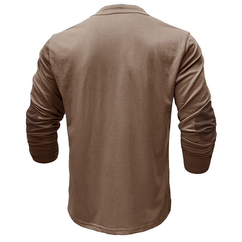 Herren Langarmshirt Modern mit Schnürung und V-Ausschnitt