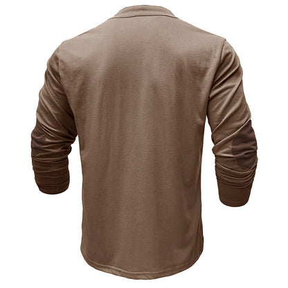 Herren Langarmshirt Modern mit Schnürung und V-Ausschnitt