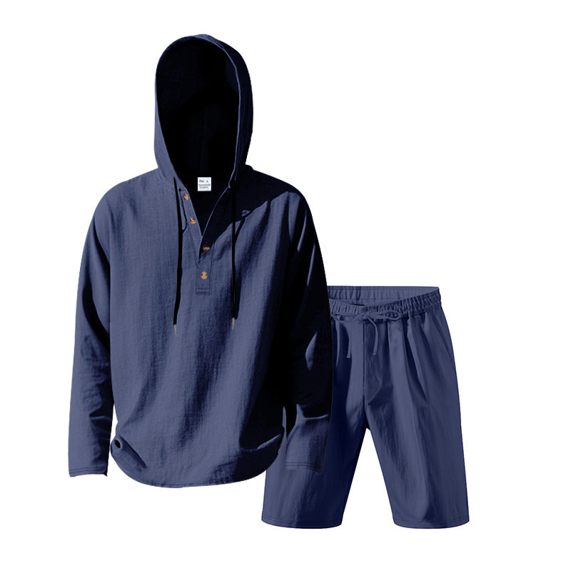 Herren Trainingsset Kapuze Shorts Sportlich Modern