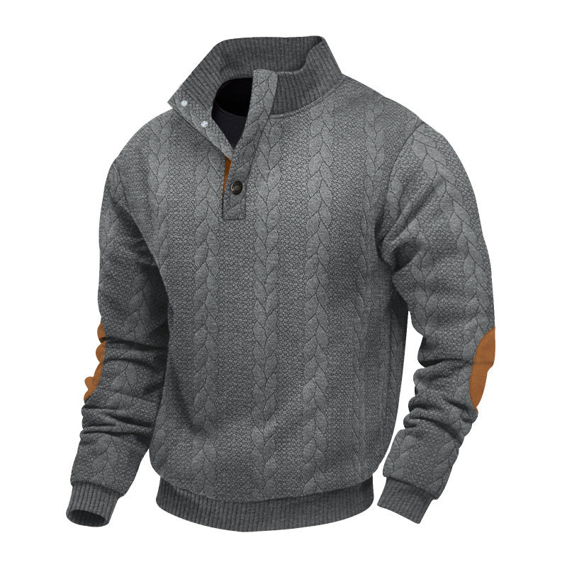 Herren Strickpullover Hochkragen Modern Knopfdesign