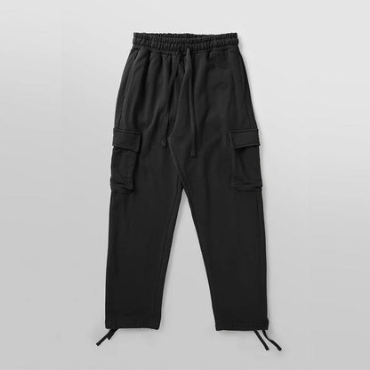 Herren Jogginghose Cargo Bequem Elastisch Schwarz