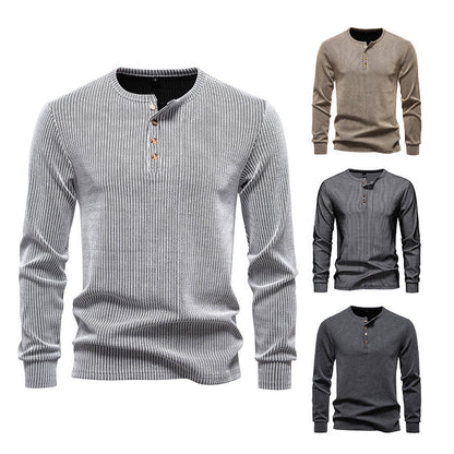 Herren Langarmhemd Mit Struktur und Knöpfen Modern - BerlinGlamour