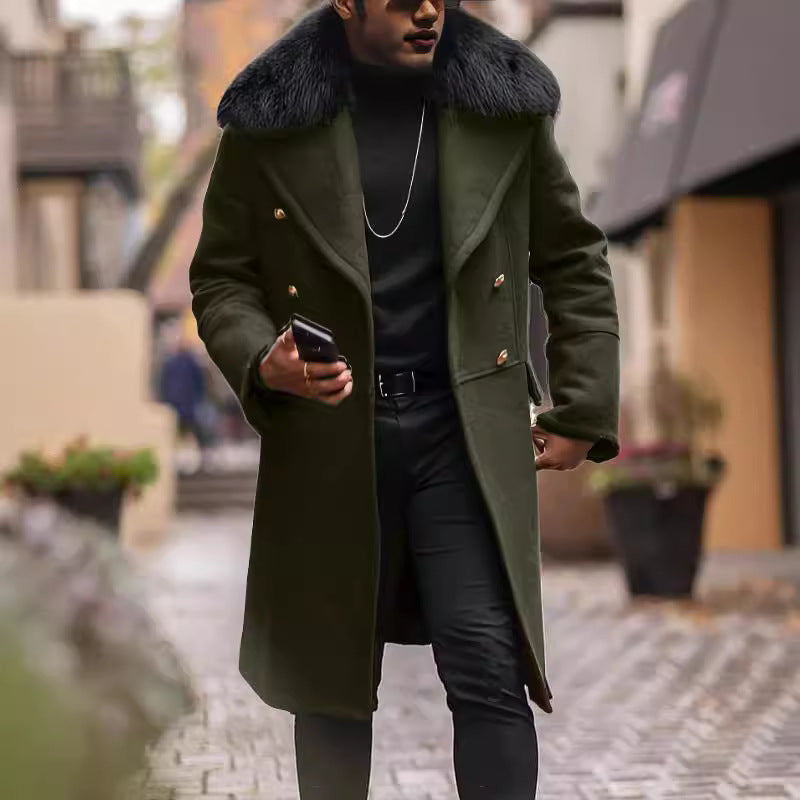 Herren Langmantel Mit Teddykragen Elegante Oberbekleidung