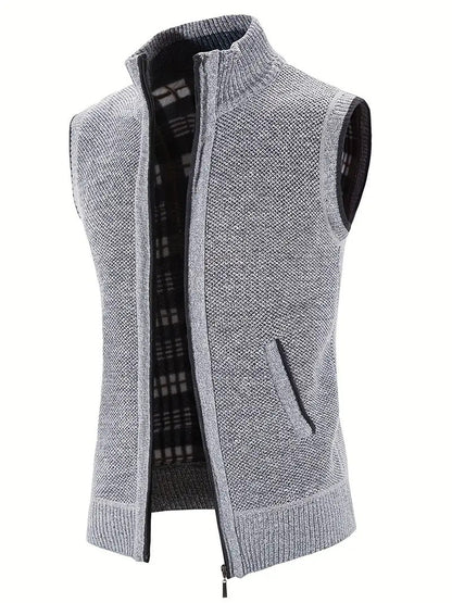 Herren Strickweste Hochkragen mit Taschen Modern