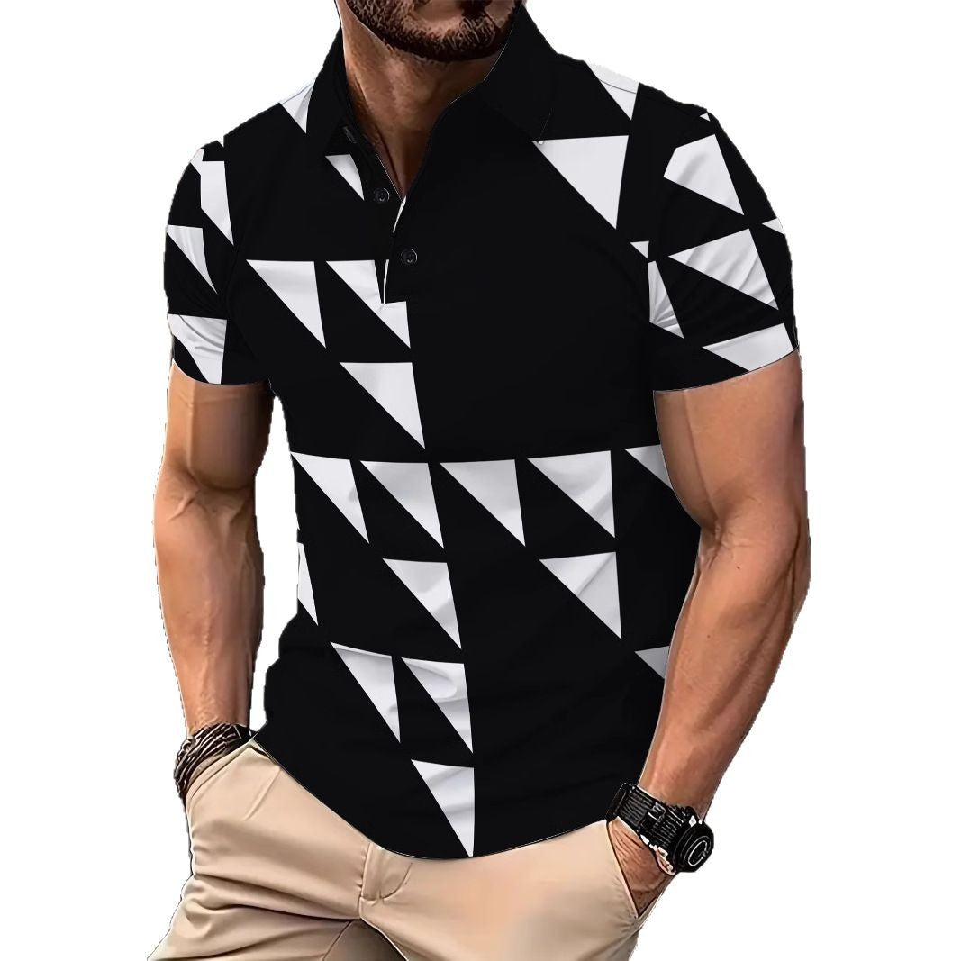Herren Poloshirt Geometrisches Motiv Modern Berlin Style