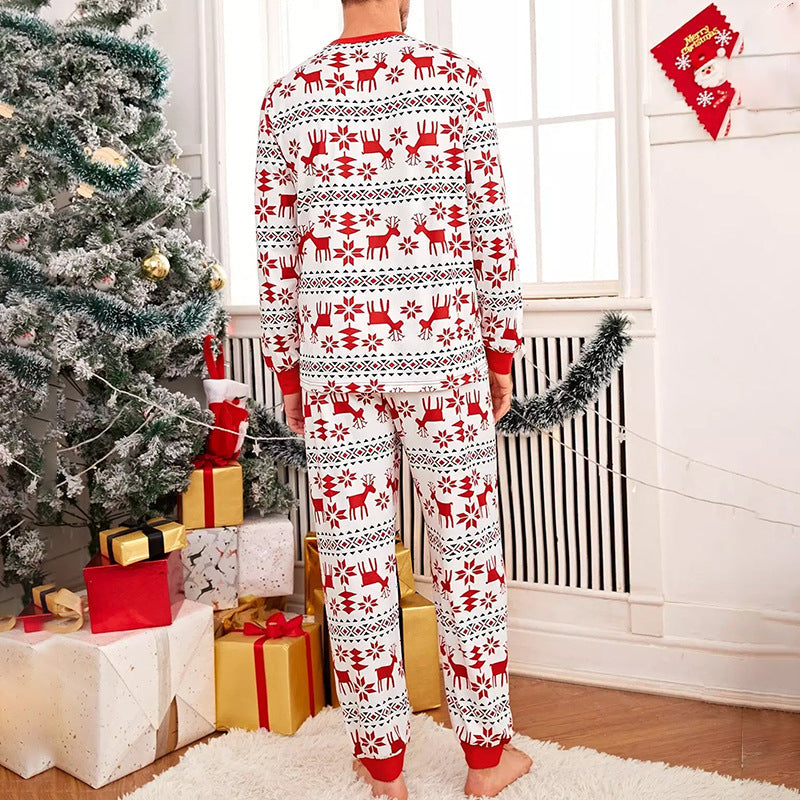 Herren Pyjama Weihnachten Winterlich Rot Weiss