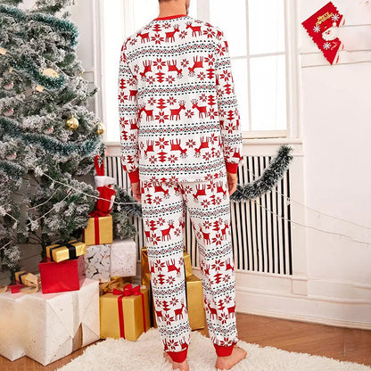 Herren Pyjama Weihnachten Winterlich Rot Weiss