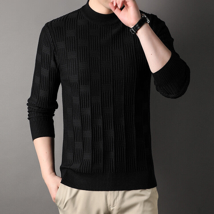 Herren Pullover Feinstrick Modernes Design Grau
