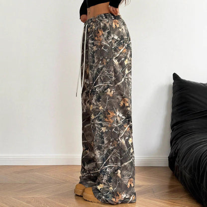 Damen Cargohose Hochtailliert Allover-Muster Trendy
