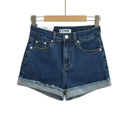 Damen Jeansshorts Lässig Schnitt Mit Effektnähten