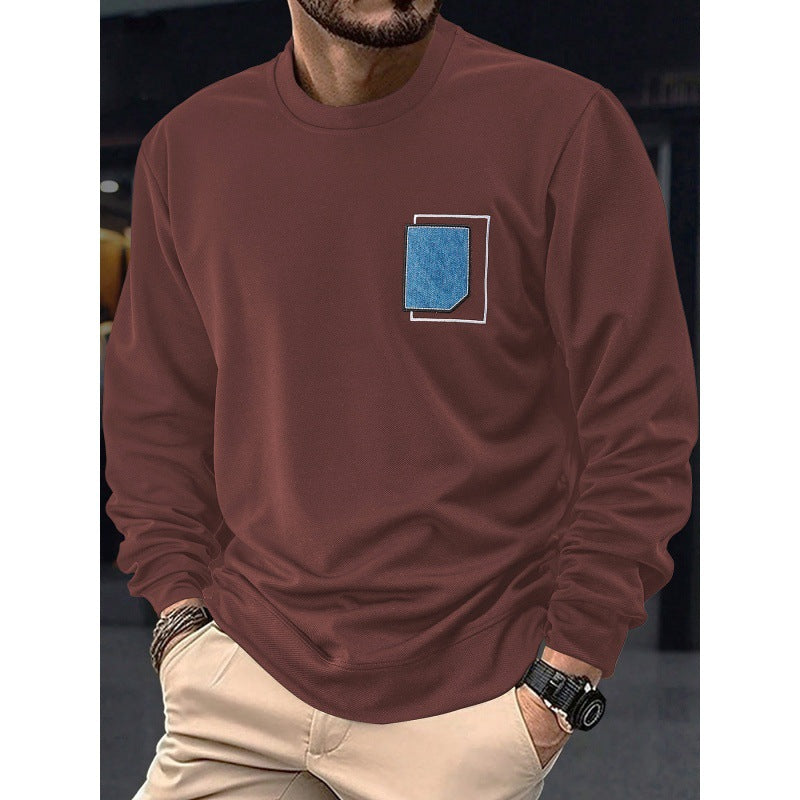 Herren Pullover Lässig Rundhals mit Tasche Modern