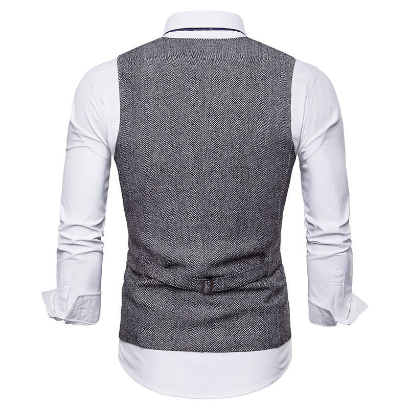 Herren Weste Herringbone Klassisch Elegant Mit Taschen