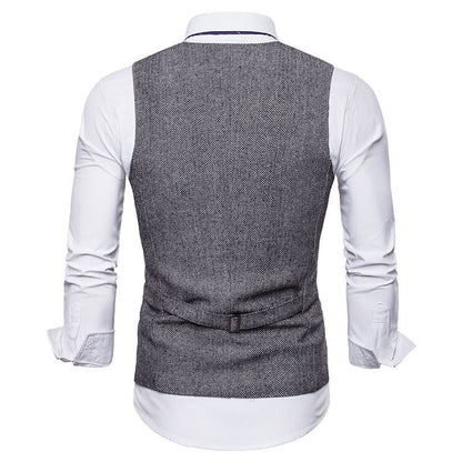 Herren Weste Herringbone Klassisch Elegant Mit Taschen