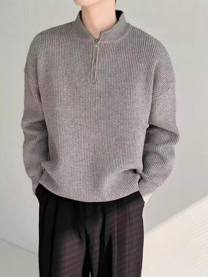 Strickpullover Reißverschluss Kragen Bequem Stilvoll