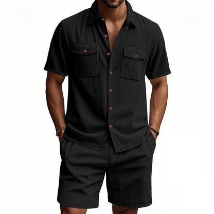 Herren Kurzarm Hemd Shorts Set Sommer Fashion