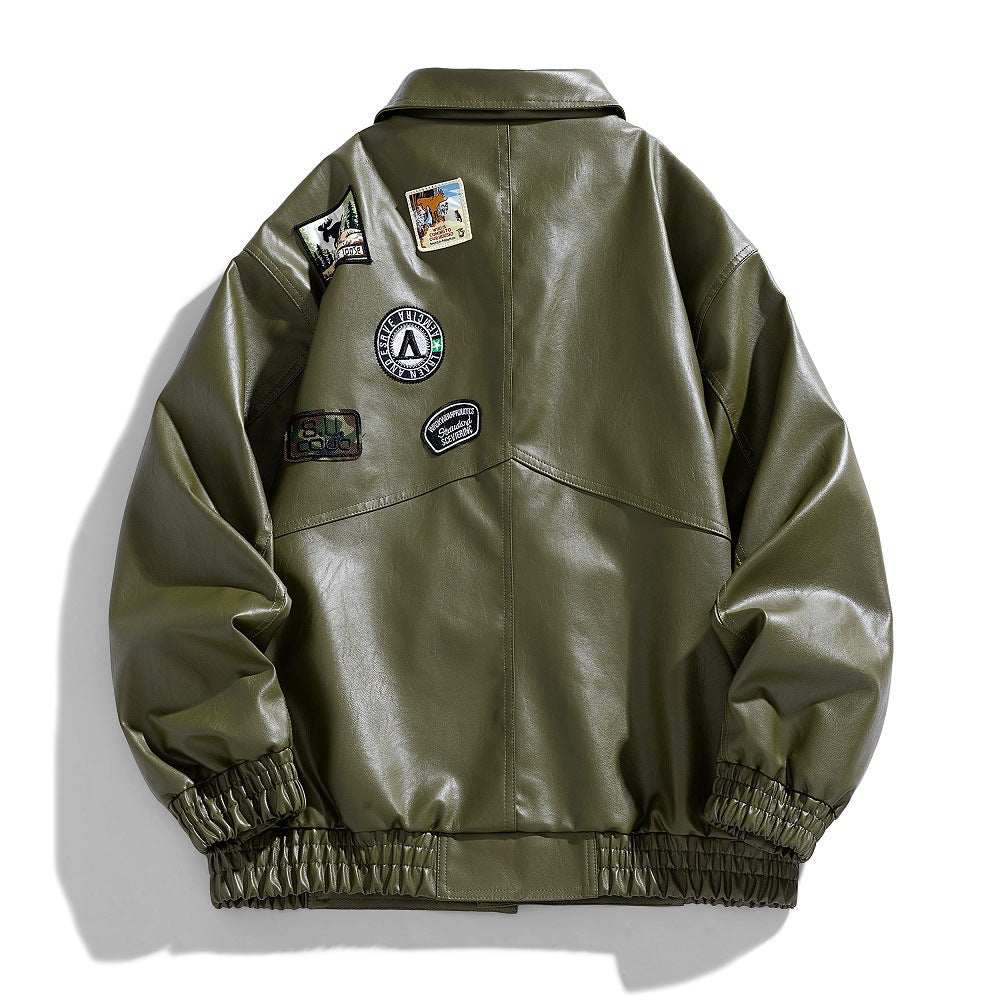 Herren Lederjacke Modern Utility Style mit Taschen