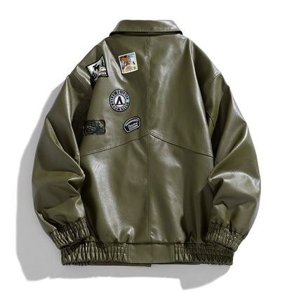 Herren Lederjacke Modern Utility Style mit Taschen
