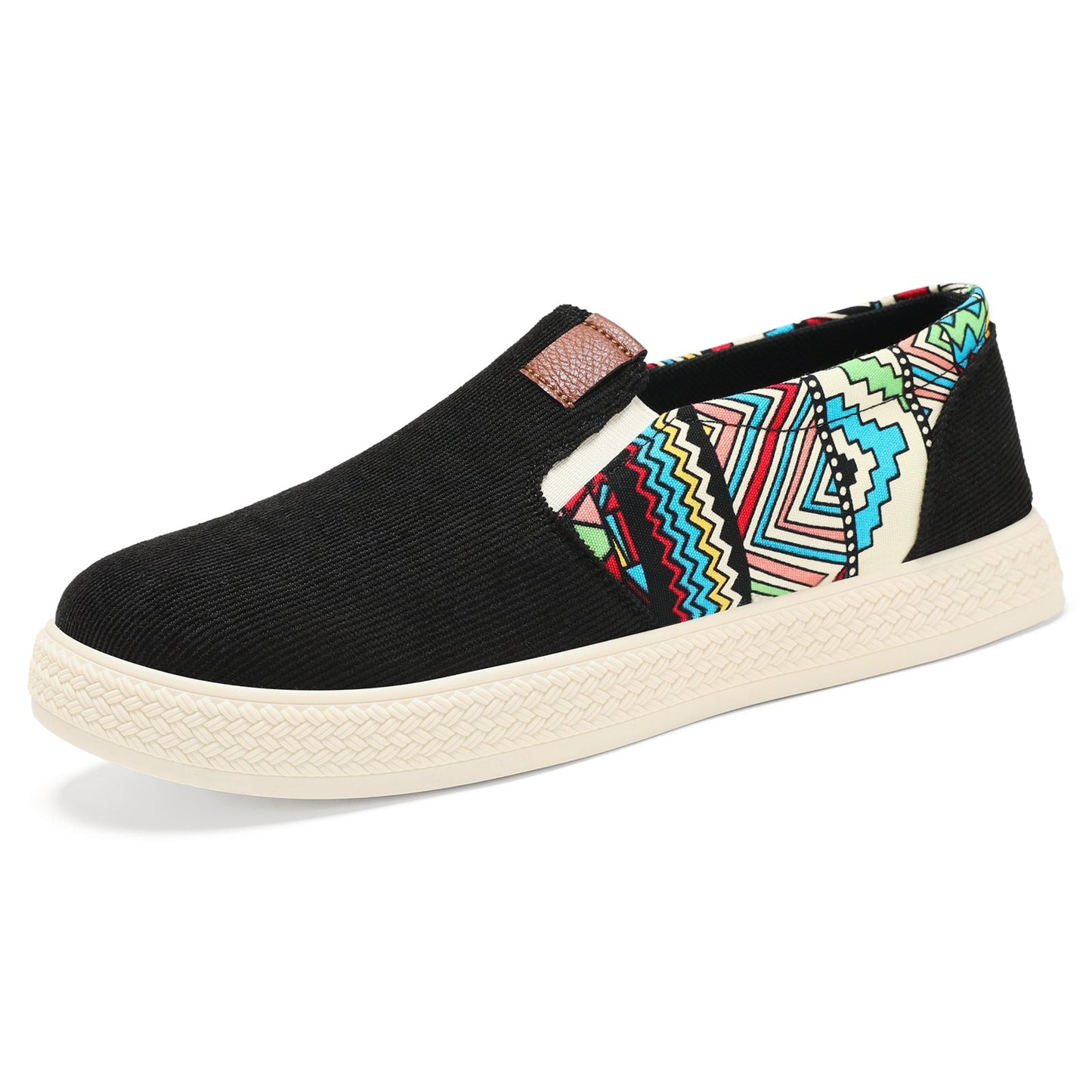 Damen Slip-On Schuhe Bequem Bunt Ethno Muster