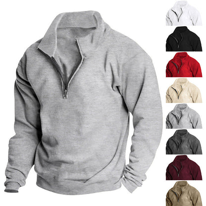 Herren Stehkragenpullover Sportlich Reißverschluss Modern - BerlinGlamour