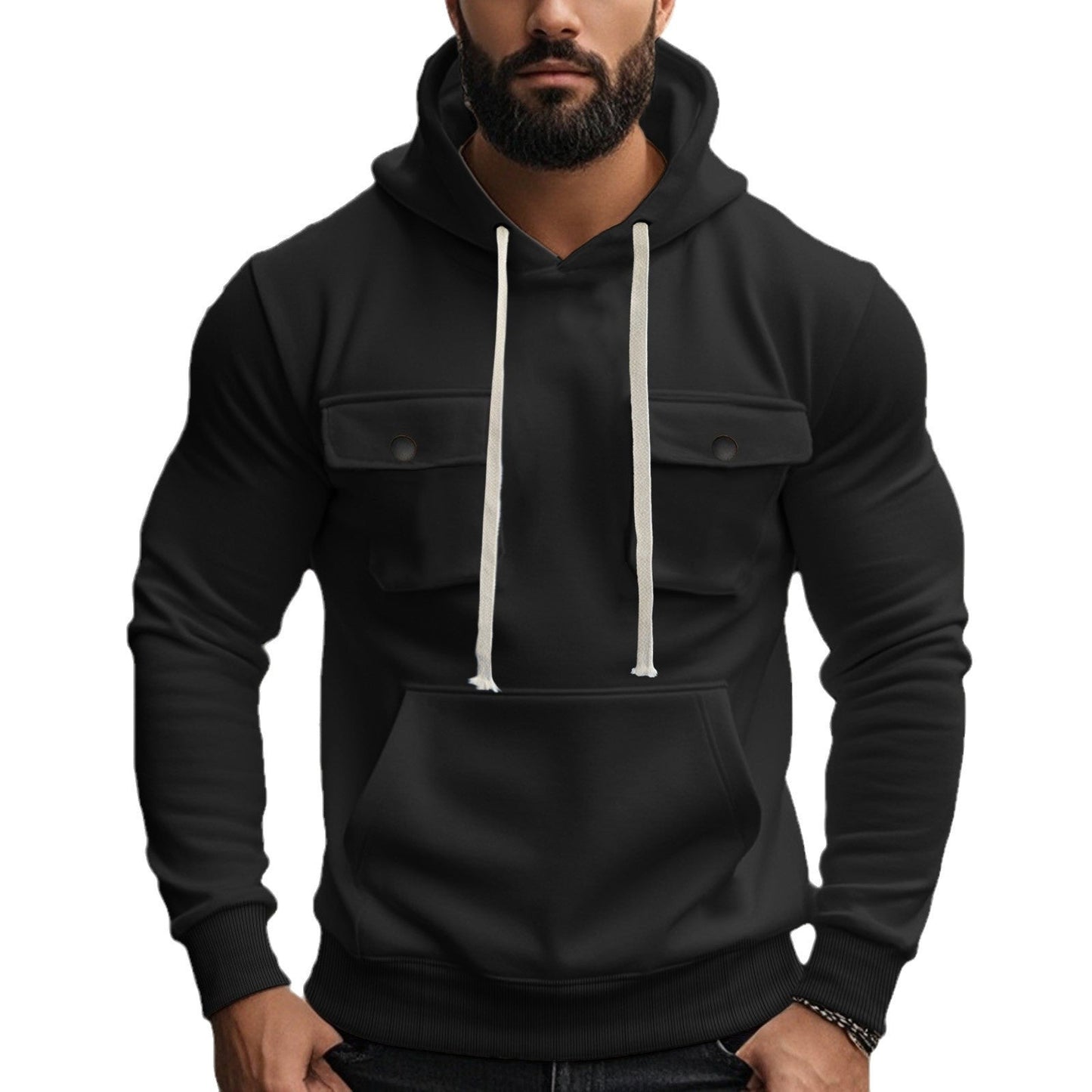 Herren Kapuzenpullover Bequem mit Taschen und Kordelzug