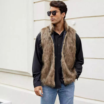 Herren Kunstpelzweste Elegant Offen mit Seiten - BerlinGlamour