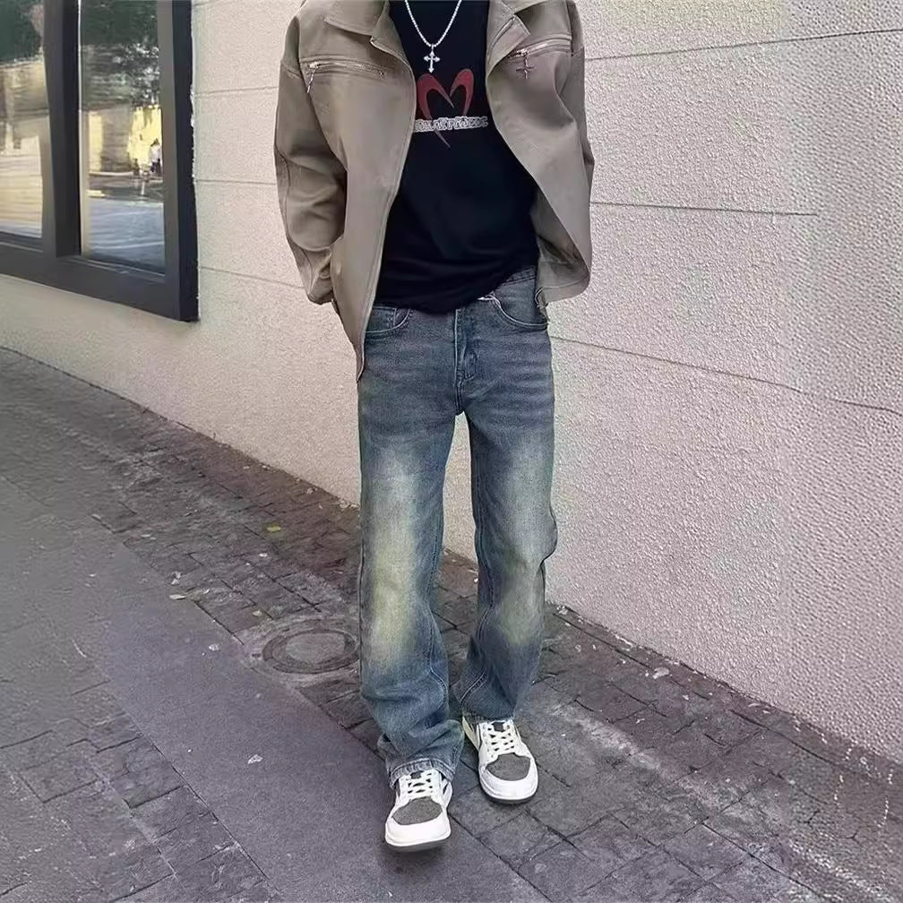 Herren High-Waist Jeans Used-Look Lässig Comfort - BerlinGlamour
