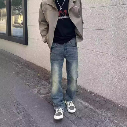 Herren High-Waist Jeans Used-Look Lässig Comfort - BerlinGlamour