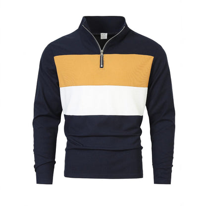 Herren Pullover Reißverschluss Farbblock Modern