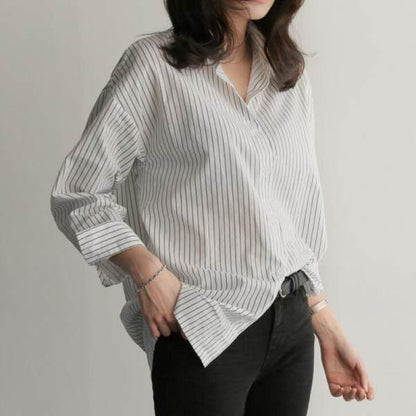 Damen Oberteil Baumwolle Streifen Asymmetrisch Modern