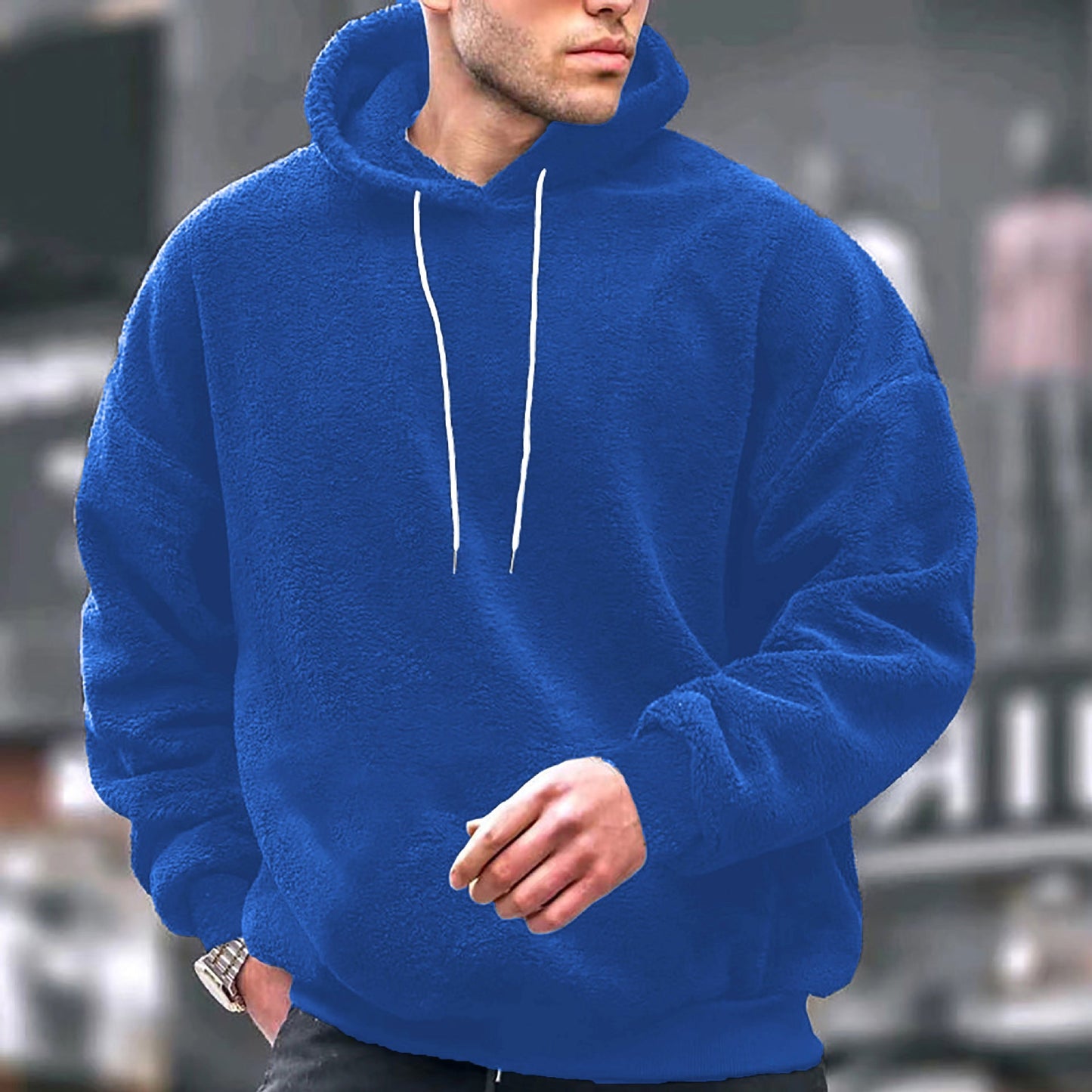 Herren Fleece Pullover Kapuzen Sweatshirt Weich Warm