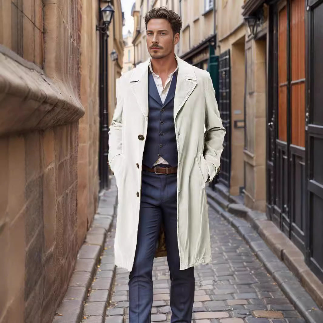 Eleganter Herren Wollmantel Modern Schwarz