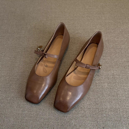 Damen Ballerinas Elegante Riemen Schuhe Quadratisch